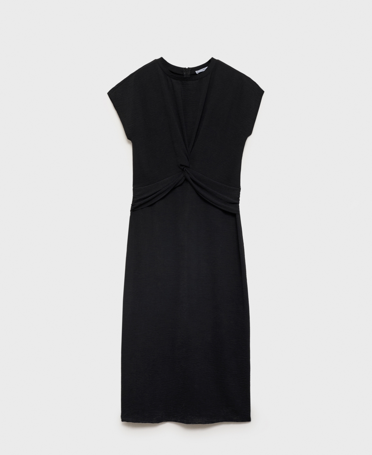 Mango Midi-dress With Knot Detail Black In Black
