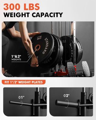 Wall Mount Cable Station, Cable Crossover Machine with 18 Positions Dual Pulley System for Home Gym Fitness Equipment