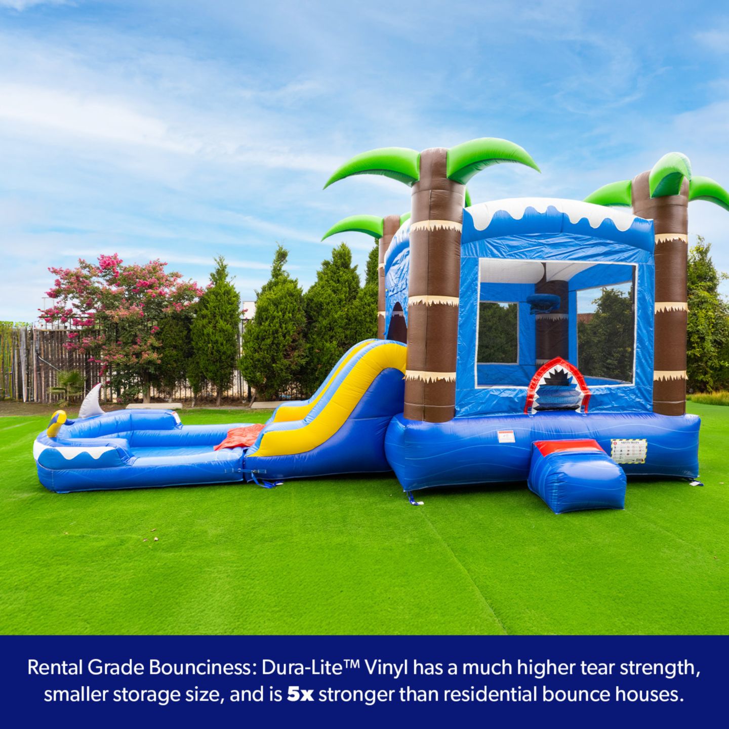 Детская игрушка HERO Kiddo Ocean Shark Vinyl Commercial Grade Bounce House Water Slide Combo with Attached Splash Pool, Up to 6 Users, Ages 3+, цвет: Синий / Красный — фото 6