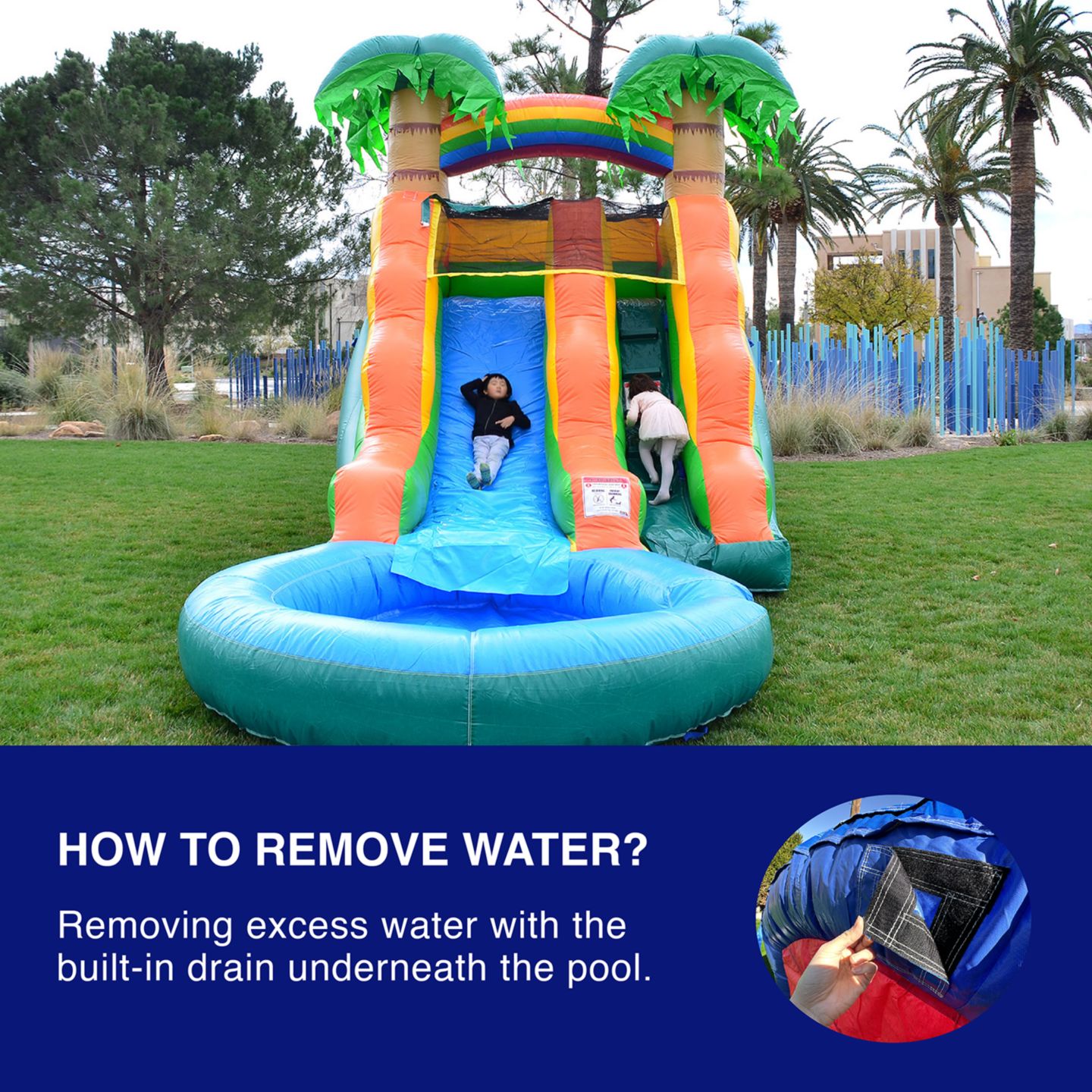 Детская игрушка HERO Kiddo Summer Breeze 13-Foot Vinyl Wet Dry Commercial Grade Water Slide with Pool, Ages 3+, цвет: Оранжевый — фото 4