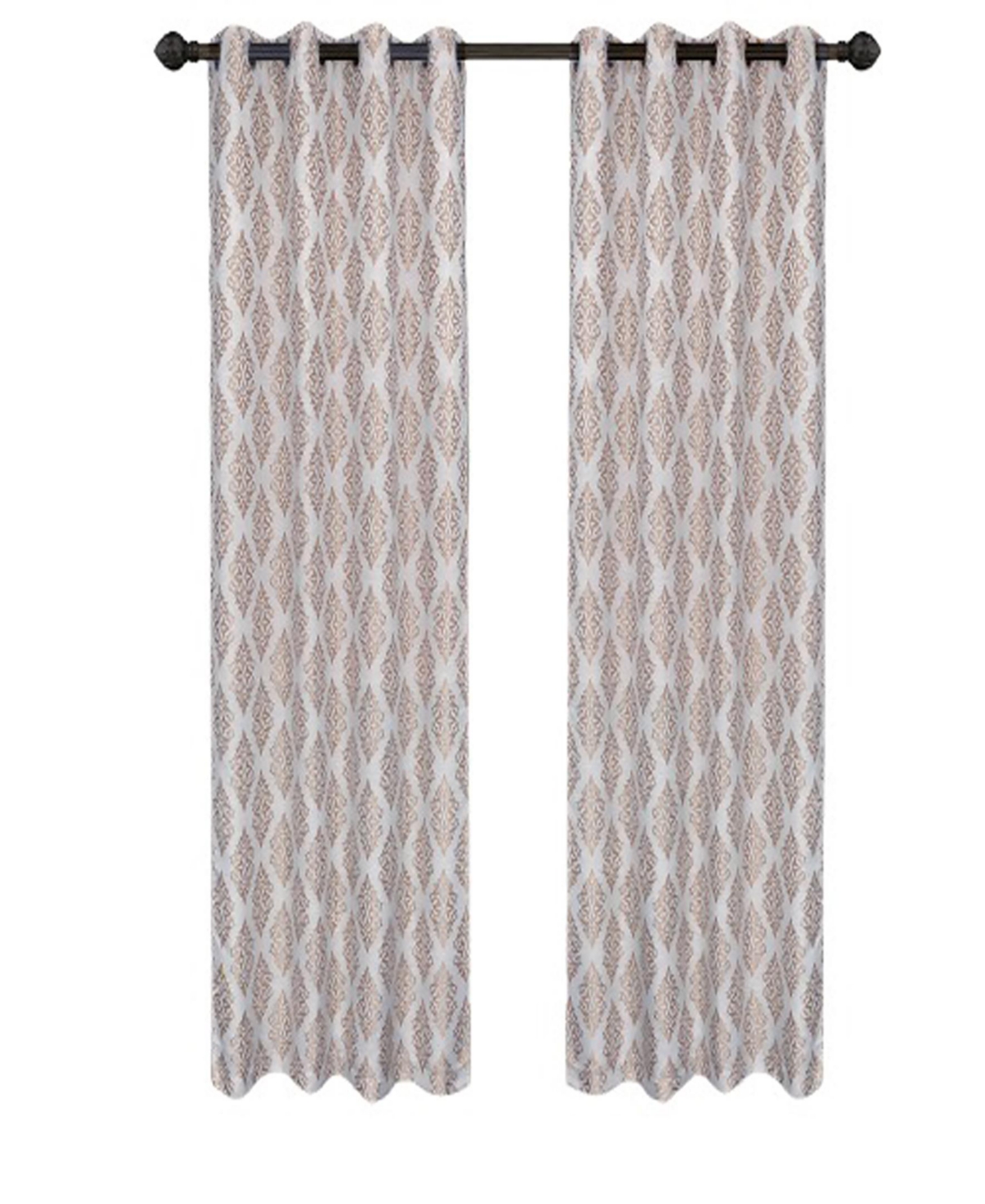 Modern Venetian Damask Jacquard 2-Piece Curtain Panels with Grommet Header Top, 42" X 63" - Brass