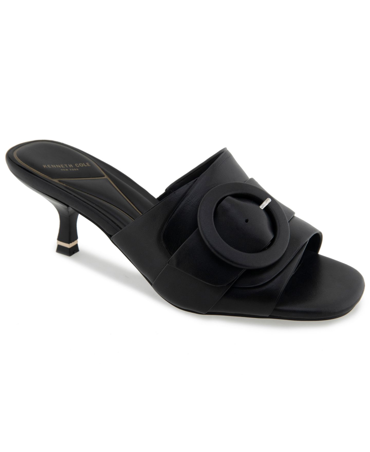 Женские сандалии Kenneth Cole New York Valentina Slip-On Dress Sandals, цвет: Чёрный кожаный — фото 1