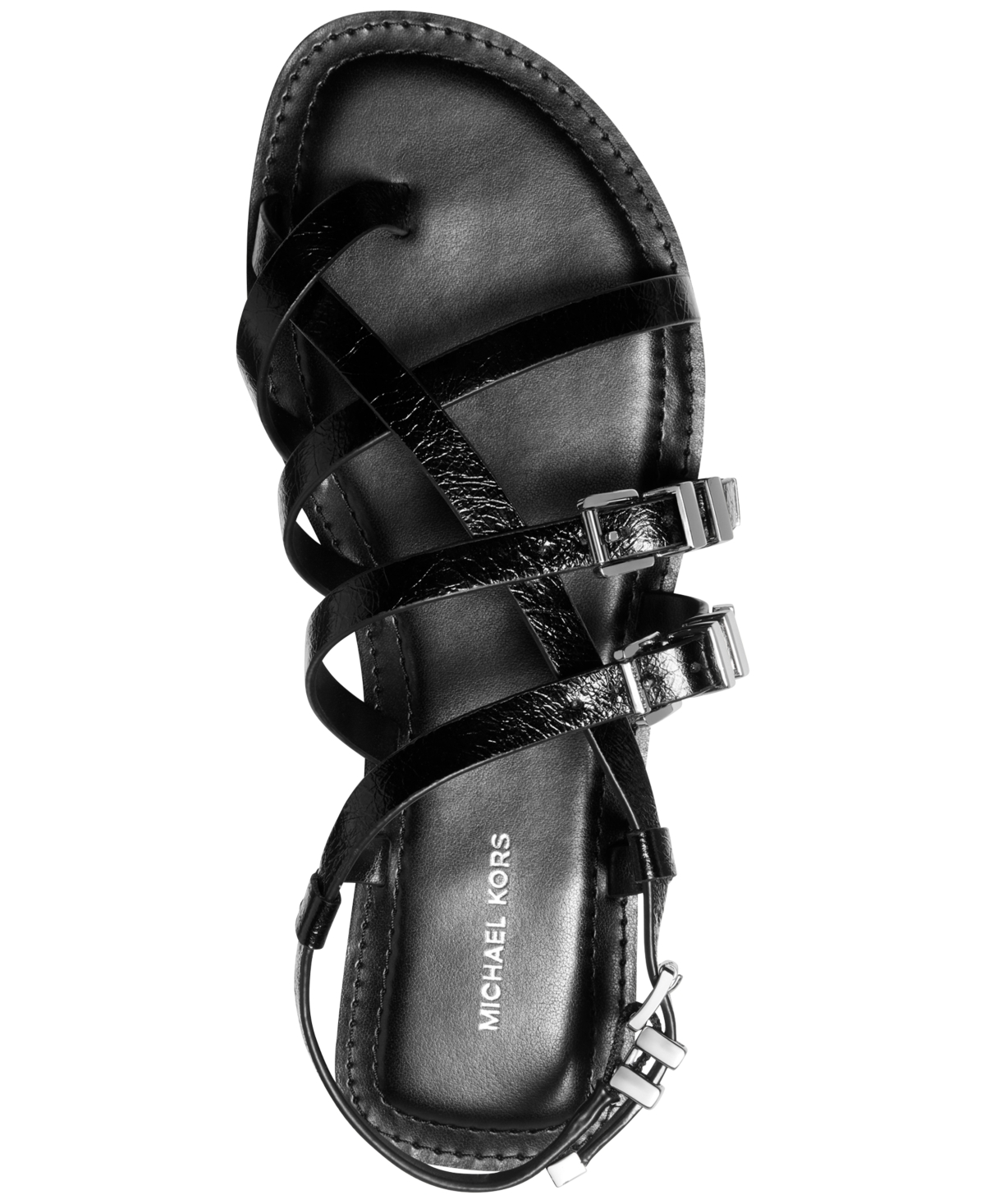 Michael Kors Darrington Snake Embossed Flat Sandals In Black
