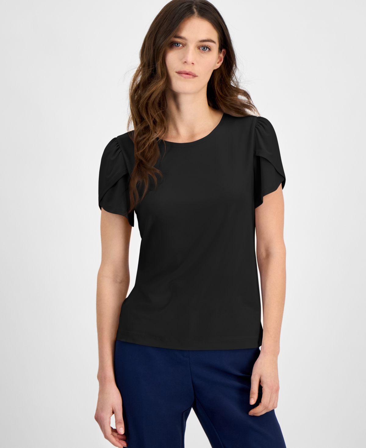 Women's Tulip-Sleeve Crewneck Top - Marina