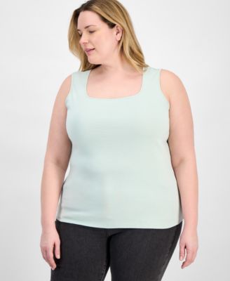 Style & Co - Plus Size Cotton Square-Neck Tank Top