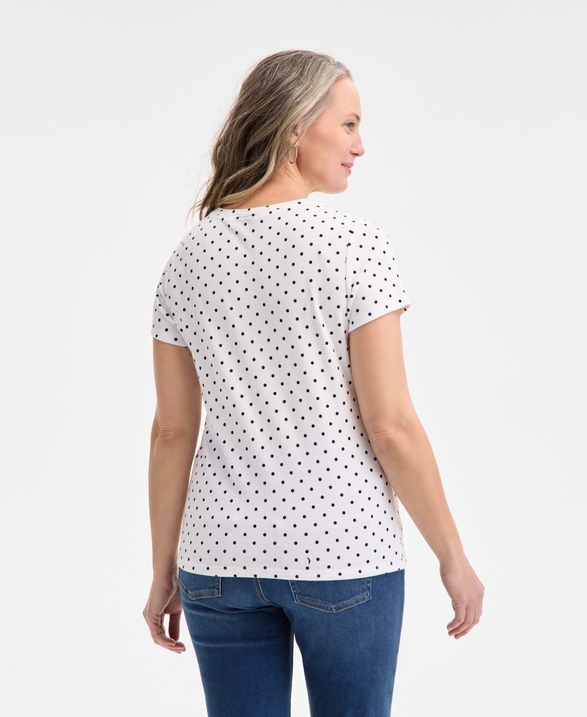 Shop Style & Co Women's Printed Short-sleeve Henley T-shirt, Exclusively At Macy's