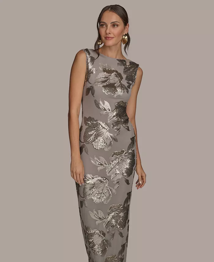 Women's Floral-Sequined Gown - thumbnail 3