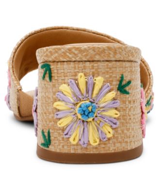 Women's Dolls Embroidered Raffia Block Heel Sandals