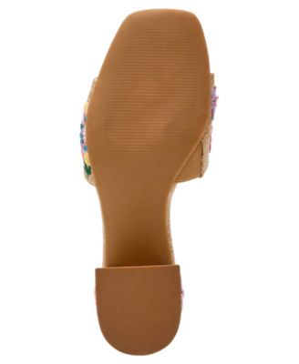 Women's Dolls Embroidered Raffia Block Heel Sandals