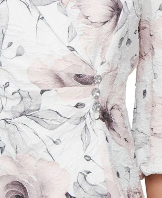 Petite Jacquard Printed Faux-Wrap Top