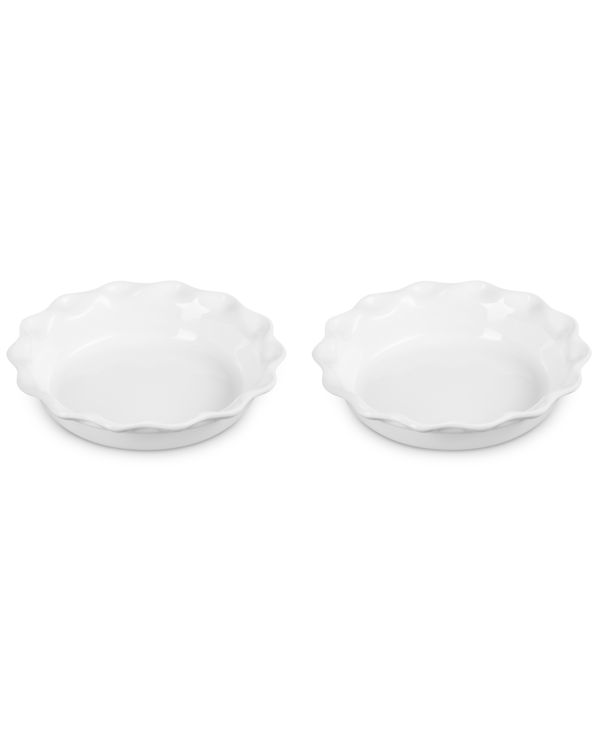 Le Creuset Set Of 2 9-inch Heritage Stoneware Pie Dishes In White
