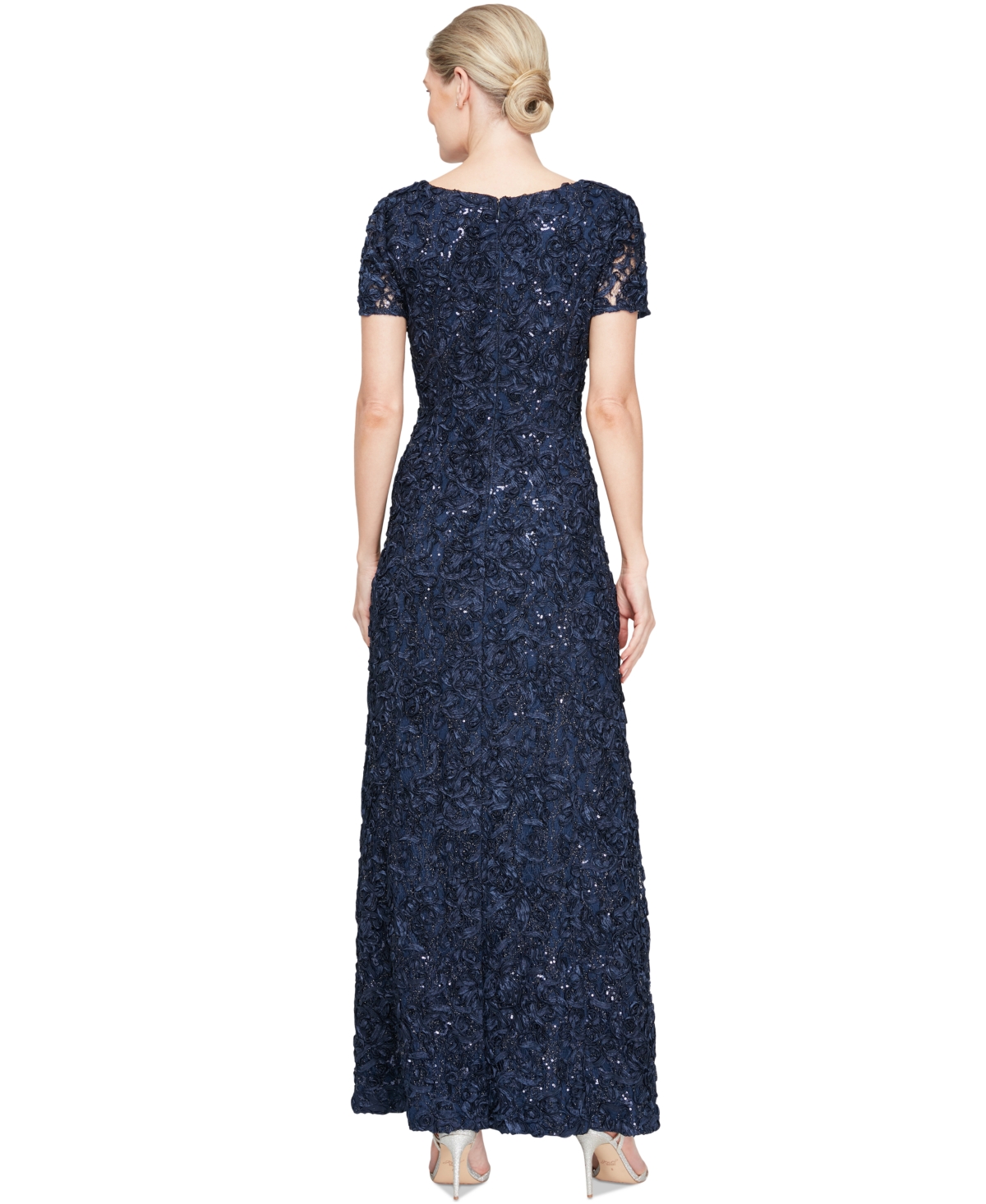 Alex Evenings Women's Soutache Sequinned A-line Dress In Navy