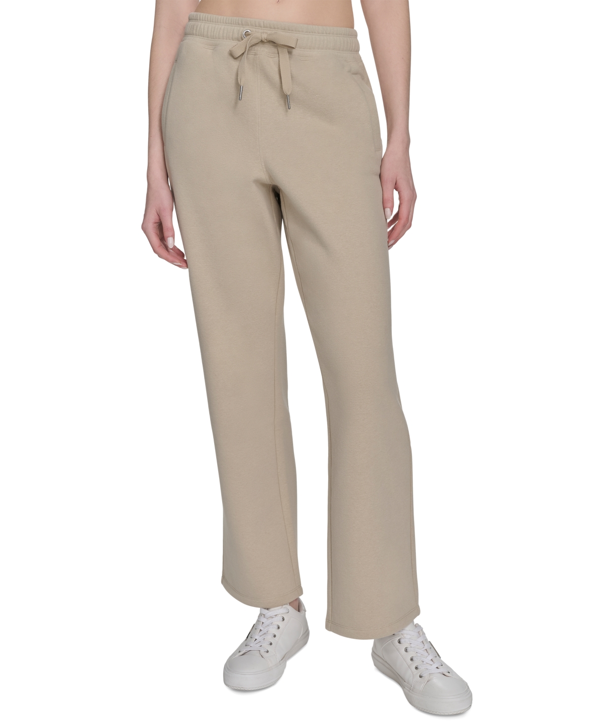 Calvin Klein Women's Fleece High-waist Relaxed Jogger Sweatpants In White Pepper