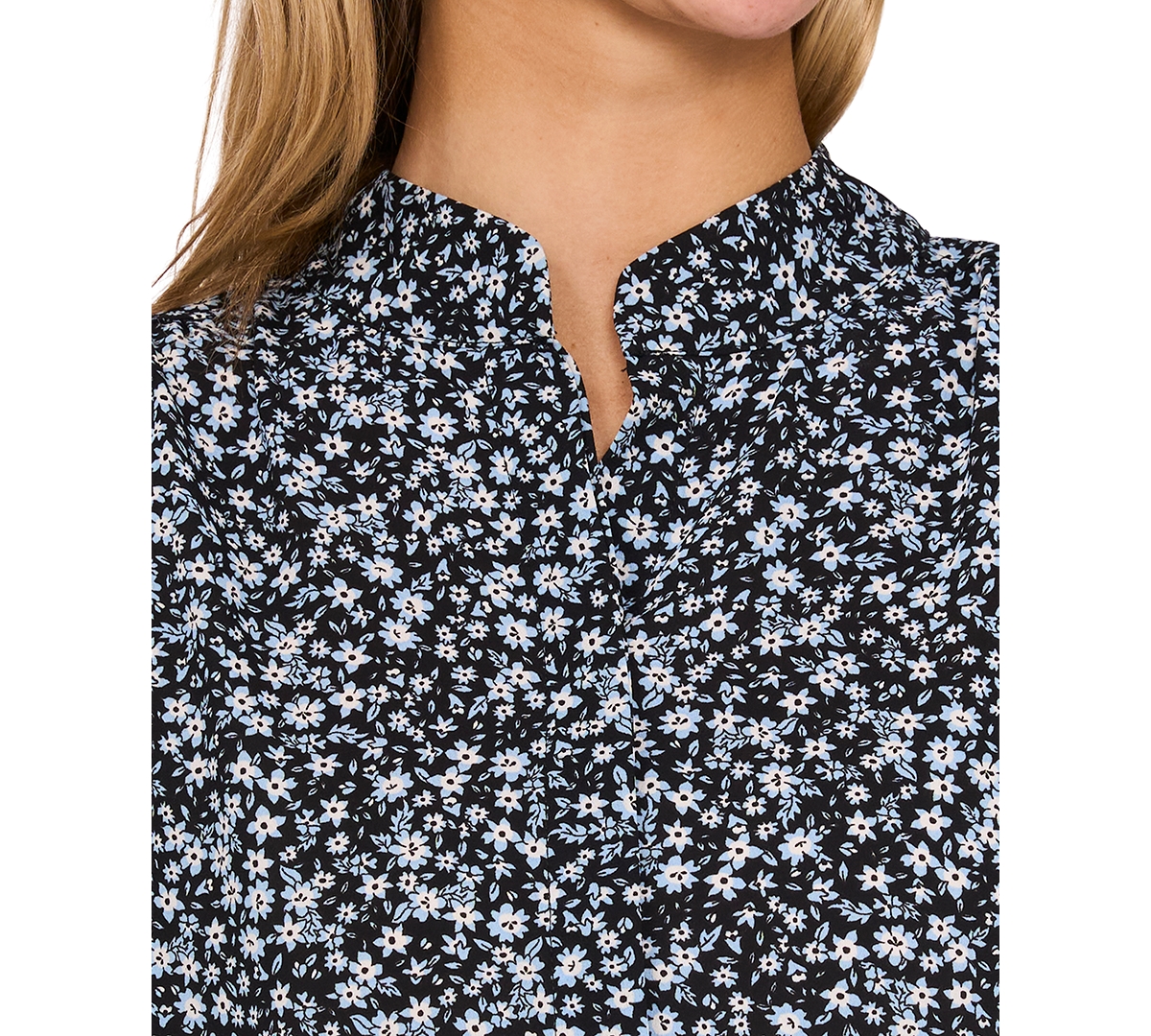 Shop Cece Women's Flutter-sleeve Hidden-placket Blouse In Rich Black
