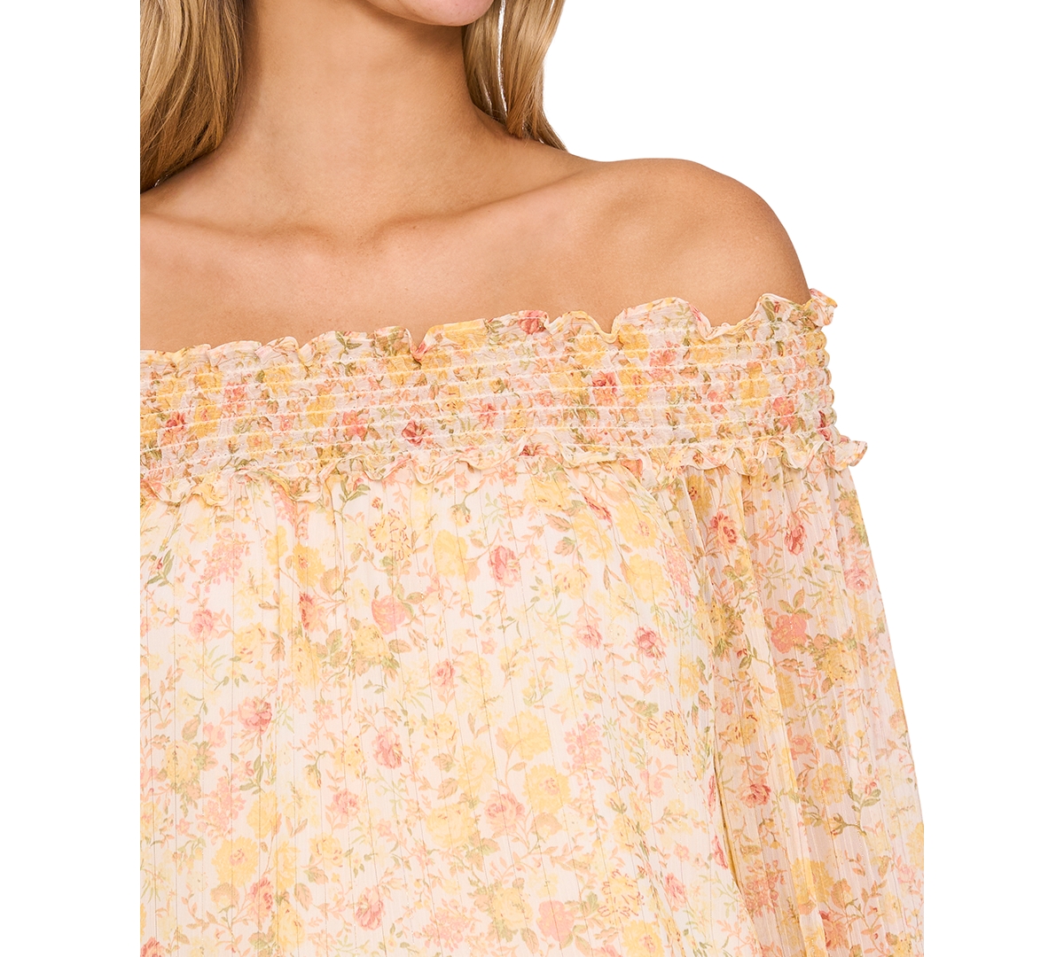 Cece Women's Ruffle-cuff Off-the-shoulder Blouse In New Ivory