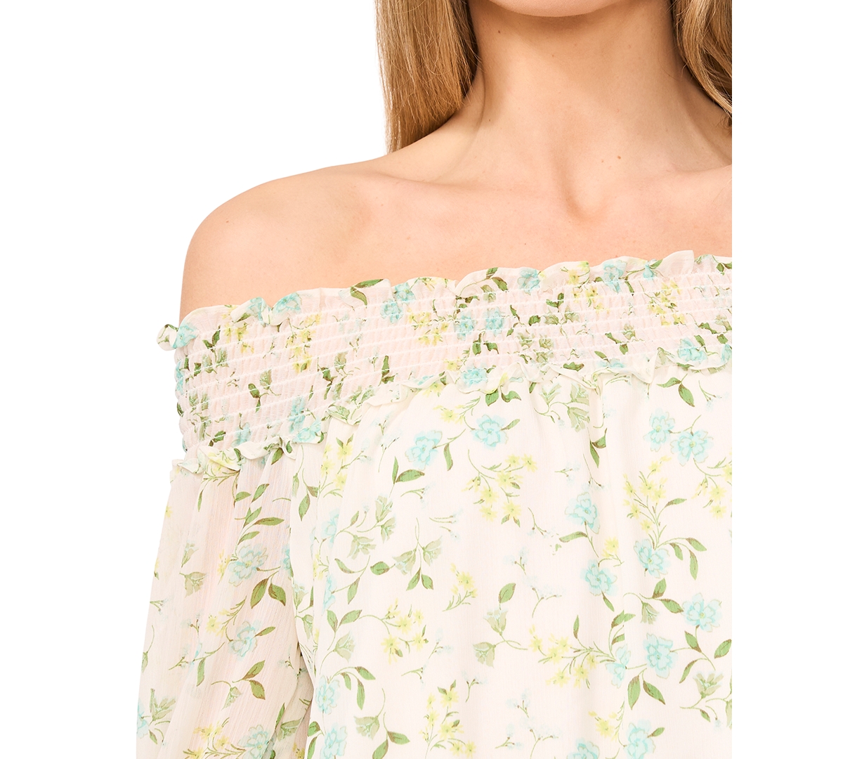 Cece Women's Ruffle-cuff Off-the-shoulder Blouse In New Ivory