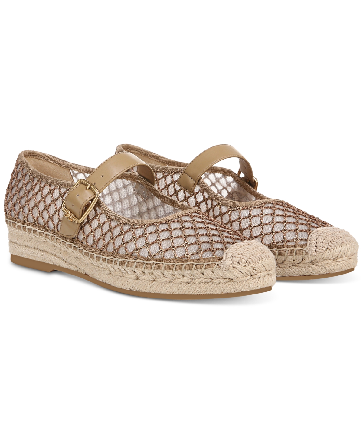 Sam Edelman Mackiemesh Mary Jane Platform Espadrille In Brushed Gold,cyprus Tan