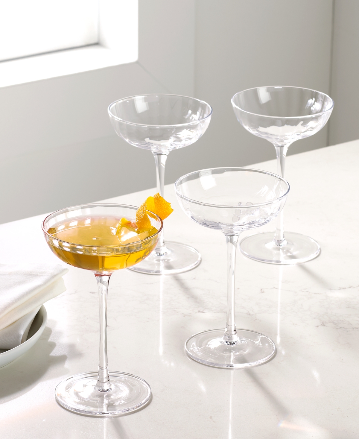 The Cellar Optic Coupe Glasses, Set Of 4, Exclusively At Macy's In Clear