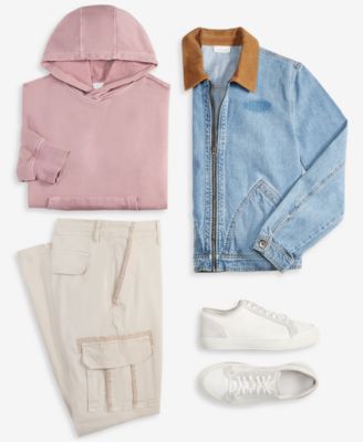 Men's Goldrush Regular-Fit Full-Zip Trucker Jacket with Corduroy Collar, Heritage Regular-Fit Hoodie & Morrison Tapered Garment-Dyed  Cargo Pants, Exclusively at Macy's 