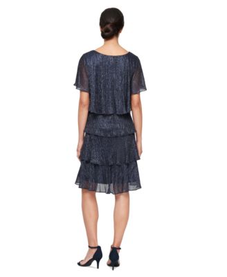 Tiered Shimmer Shift Dress