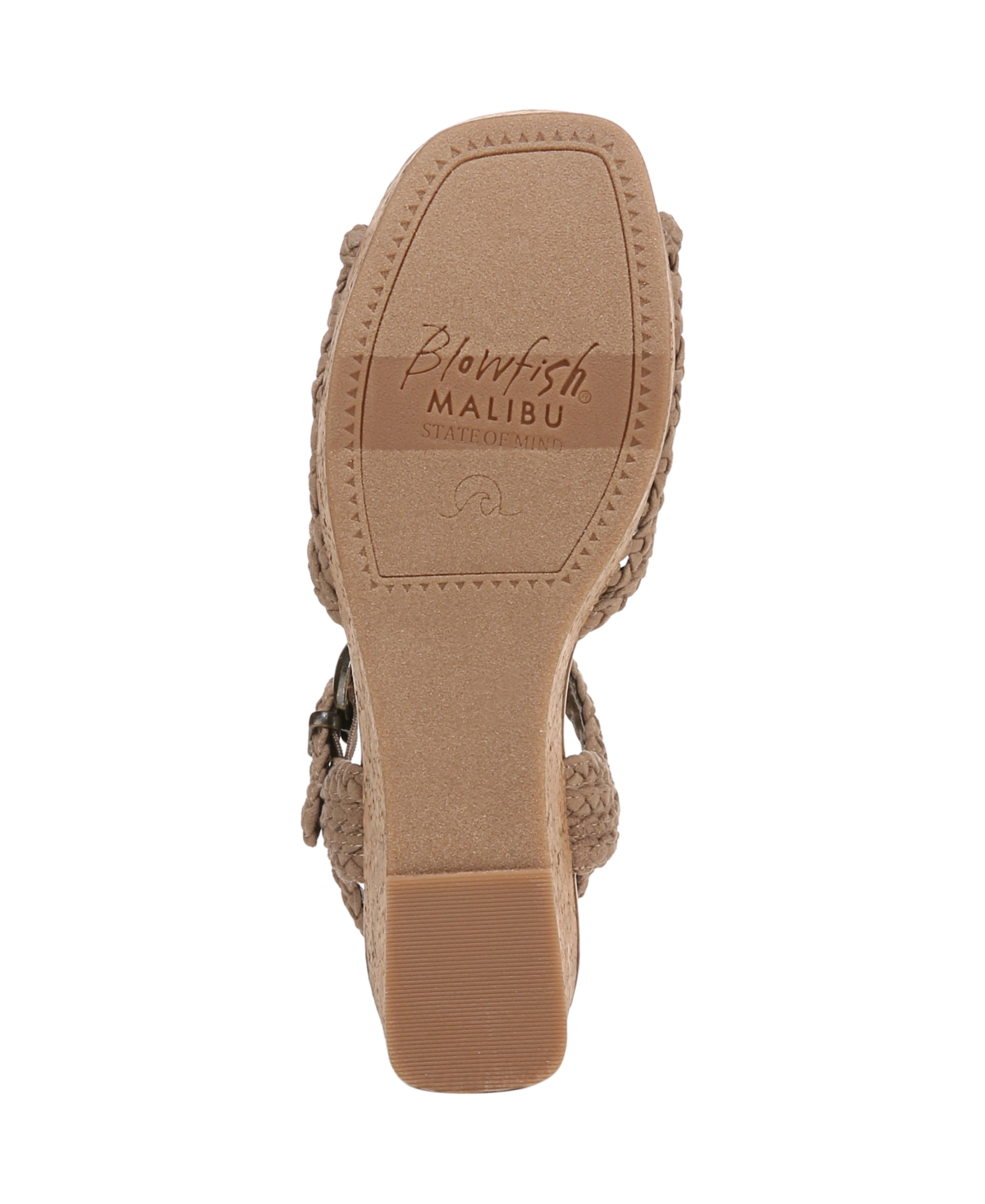Blowfish Malibu Women's Aric Square Peep Toe Strappy Wedge Sandals In Oak Tan Faux Suede