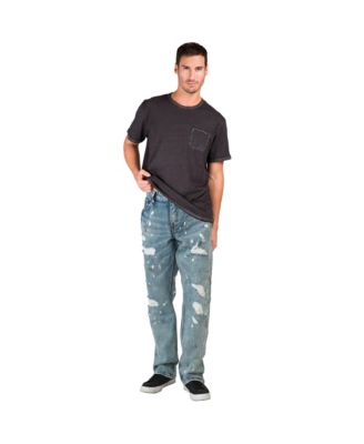 Men's Distressed Paint Splatter Slim Straight Premium Jeans