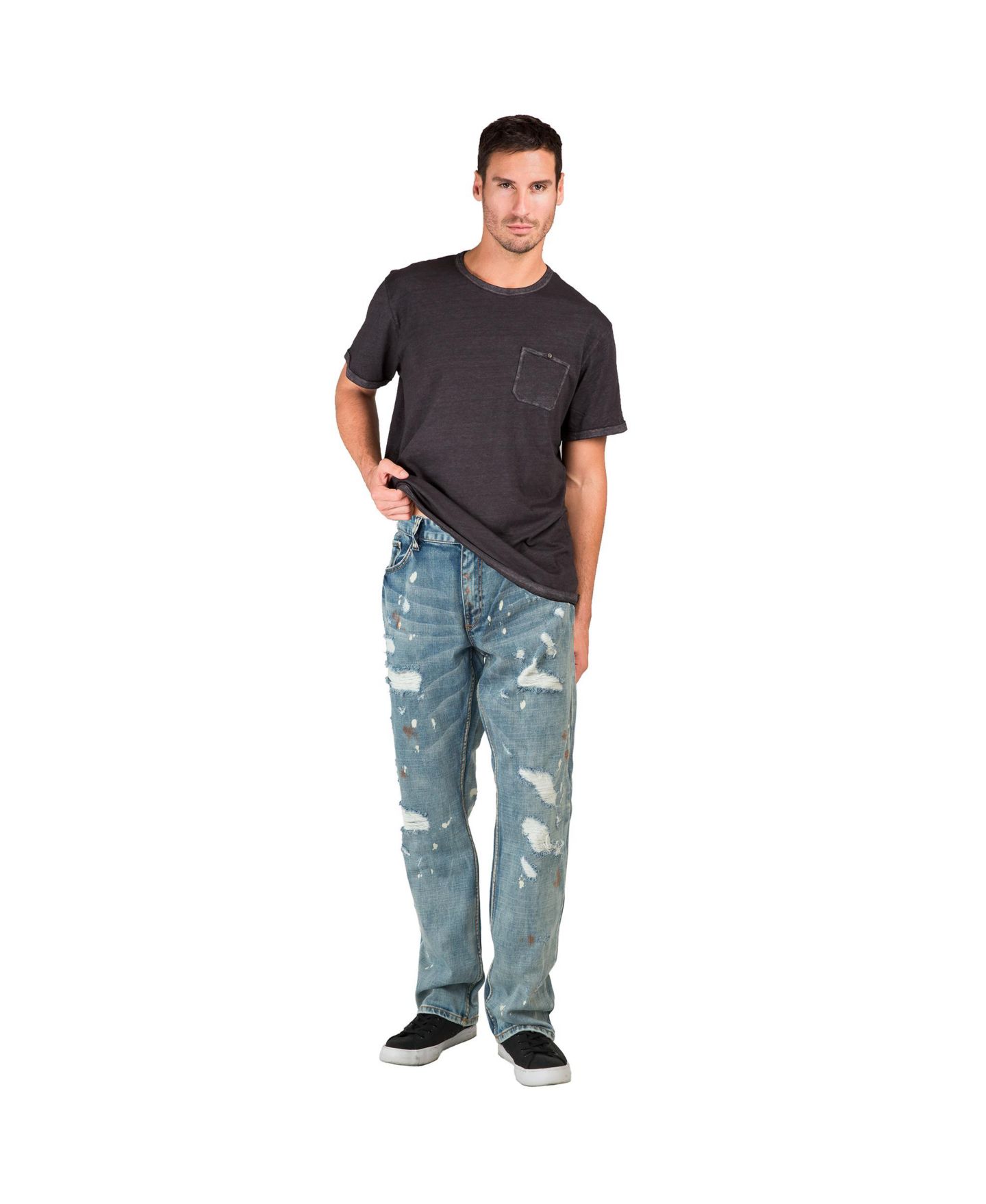 Мужские джинсы Level 7 Distressed Paint Splatter Slim Straight Premium, цвет: Выбеленный — фото 3