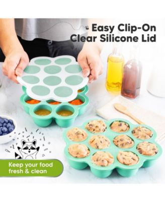 Prep Silicone Baby Food Freezer Tray with Clip-on Lid, 2oz x 10 Silicone Freezer Molds, BPA-Free Baby Food Storage