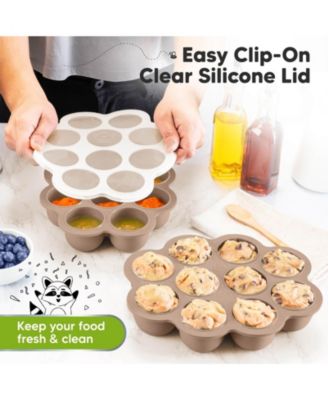 Prep Silicone Baby Food Freezer Tray with Clip-on Lid, 2oz x 10 Silicone Freezer Molds, BPA-Free Baby Food Storage