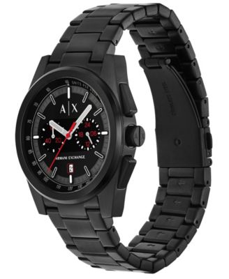 Men's Quartz Chronograph Black Stainless-Steel Watch, 42mm