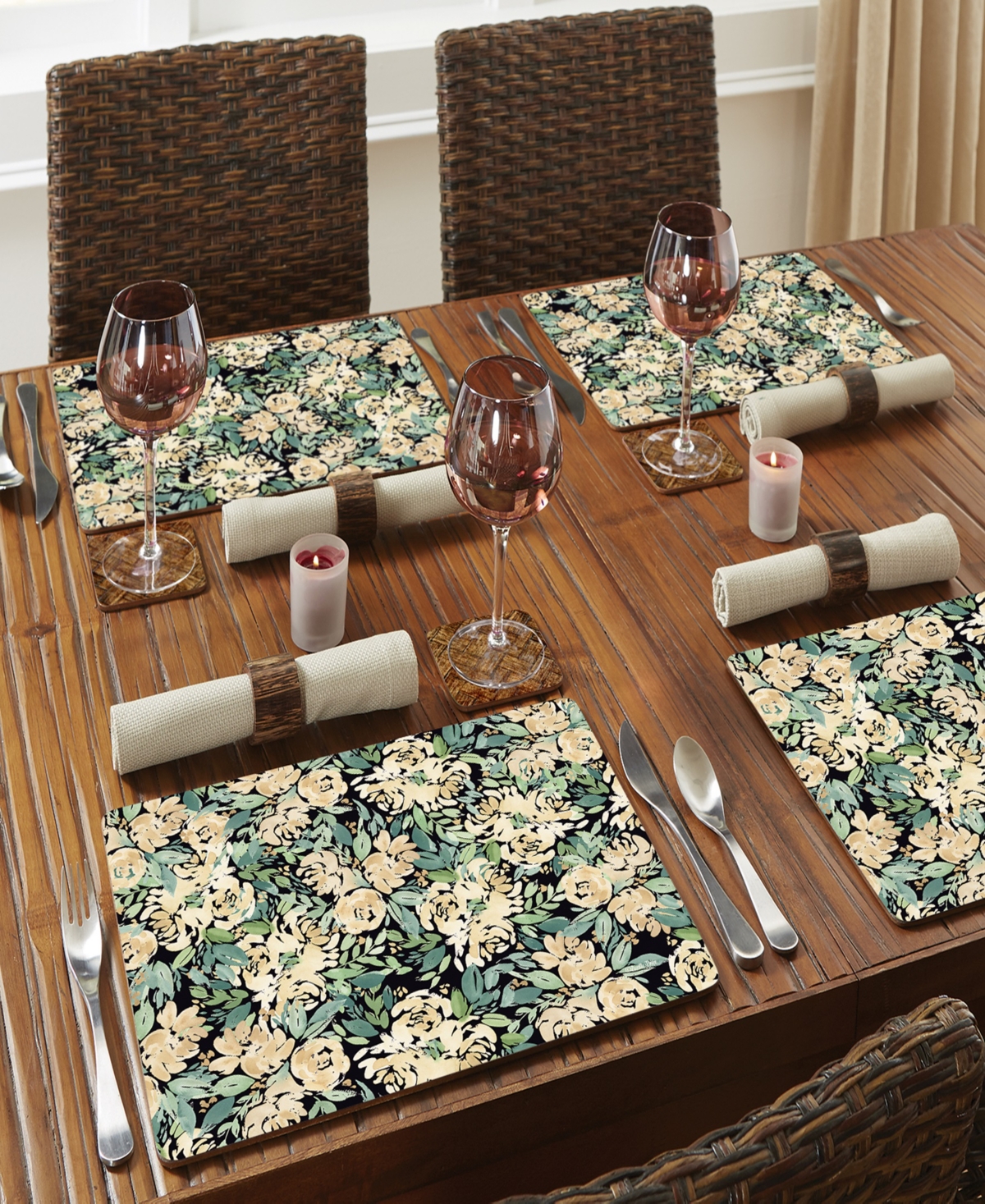 Counterart Little Love Hardboard Cork Placemats 15"x 11", Set Of 4 In Multi
