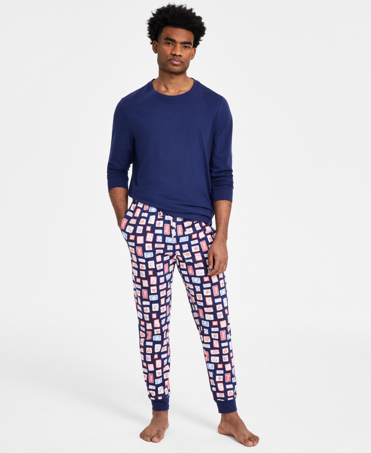 Men's Valentine's Day Stamps Pajama Set, Exclusively at Macy's - Vday Stamp