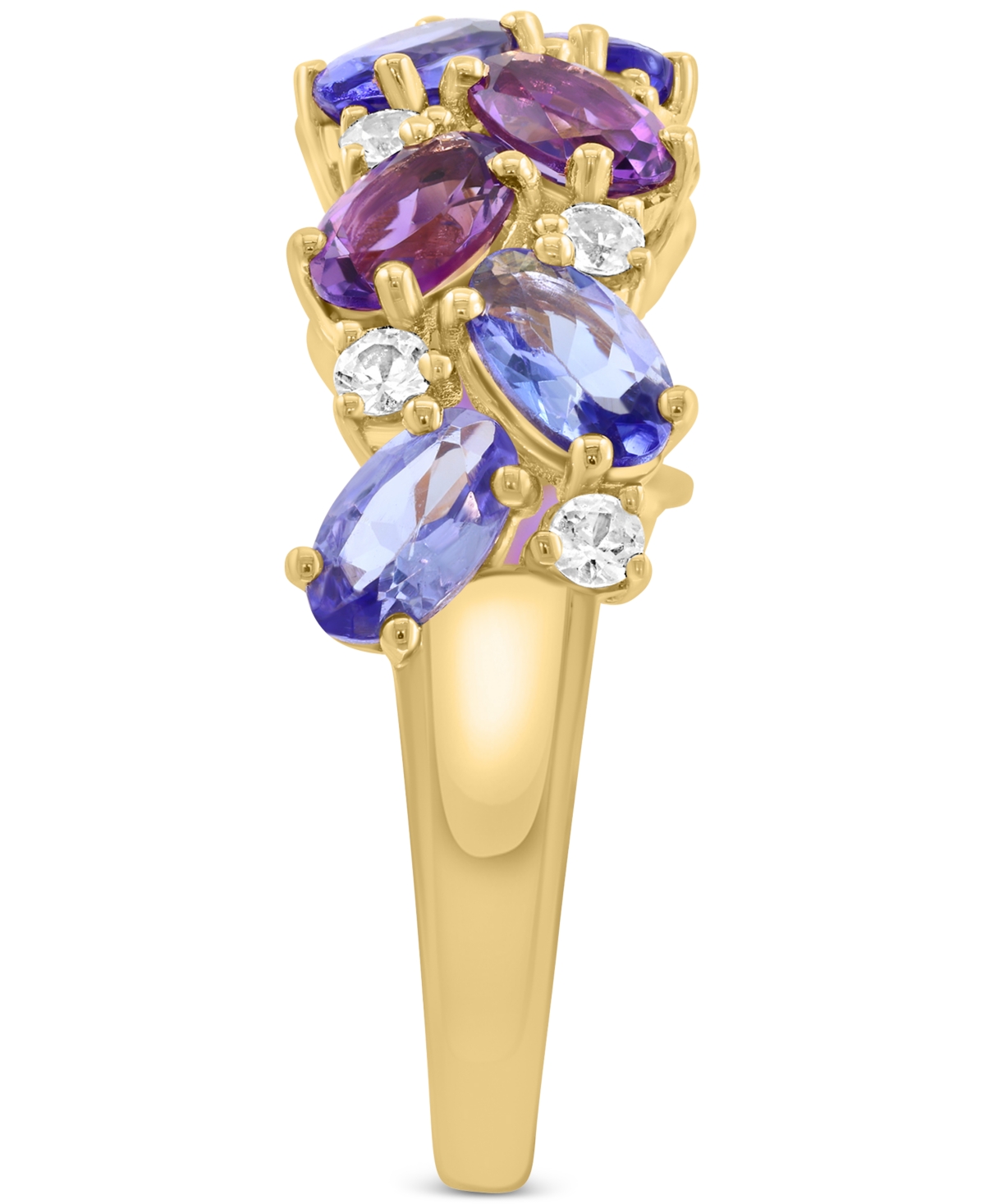 Effy Collection Effy Amethyst (7/8 Ct. T.w.), Tanzanite (1-3/8 Ct. T.w.), And White Sapphire (1/5 Ct. T.w.) Cluster In Multi Stone
