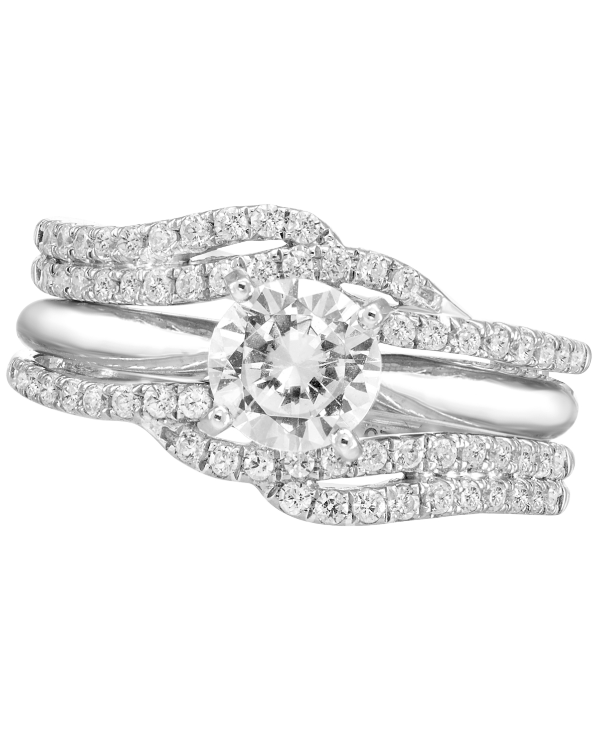 Macy's Diamond Crossover Ring Guard Enhancer (1/2 Ct. T.w.) In 14k White Gold In White Gold