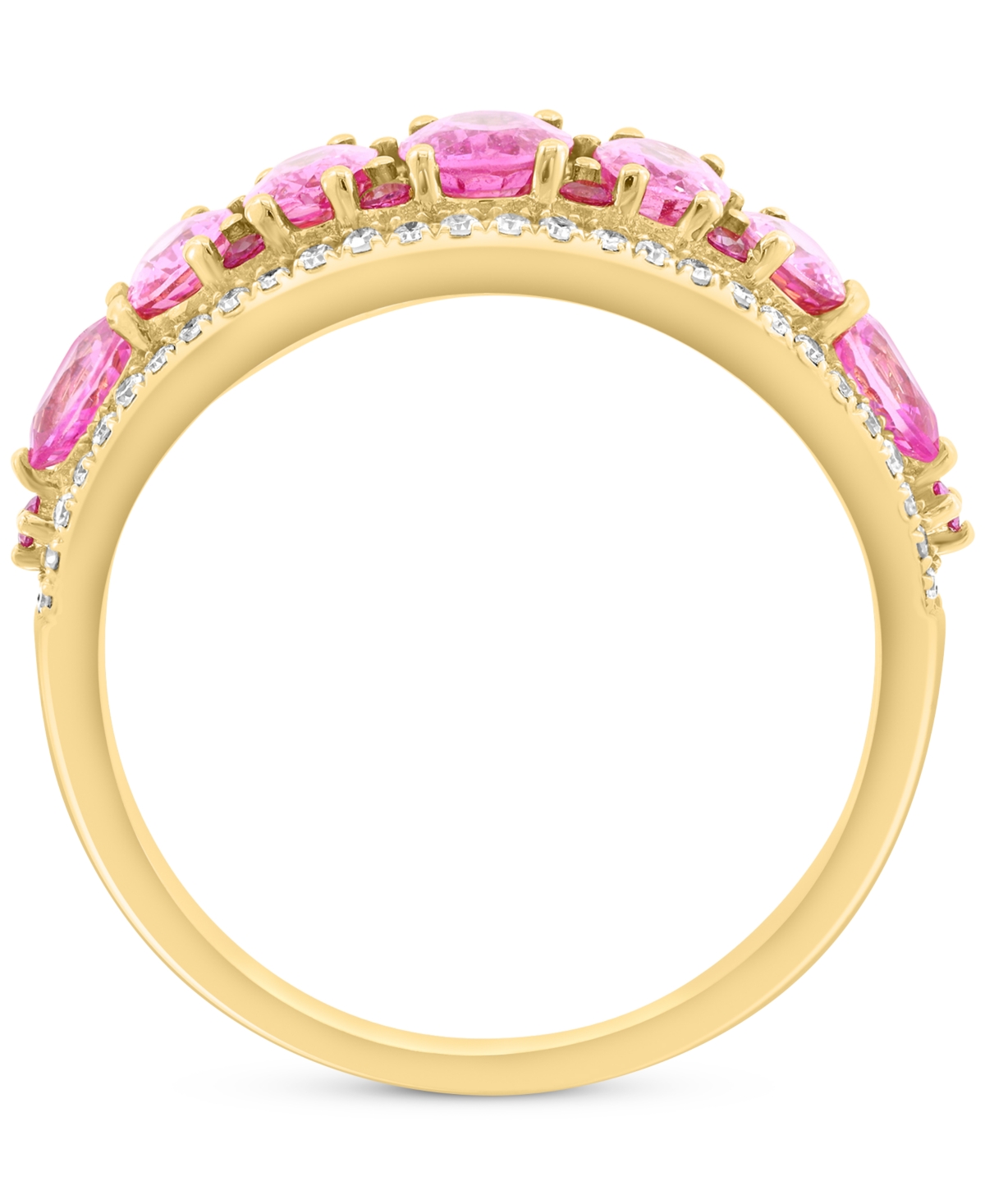 Effy Collection Effy Pink Sapphire (1-3/4 Ct. T.w.) & Diamond (1/4 Ct. T.w.) Graduated Openwork Statement Ring In Pink Sapphire