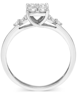 Diamond Squared Cluster Engagement Ring (1/3 ct. t.w.) in 14k White Gold
