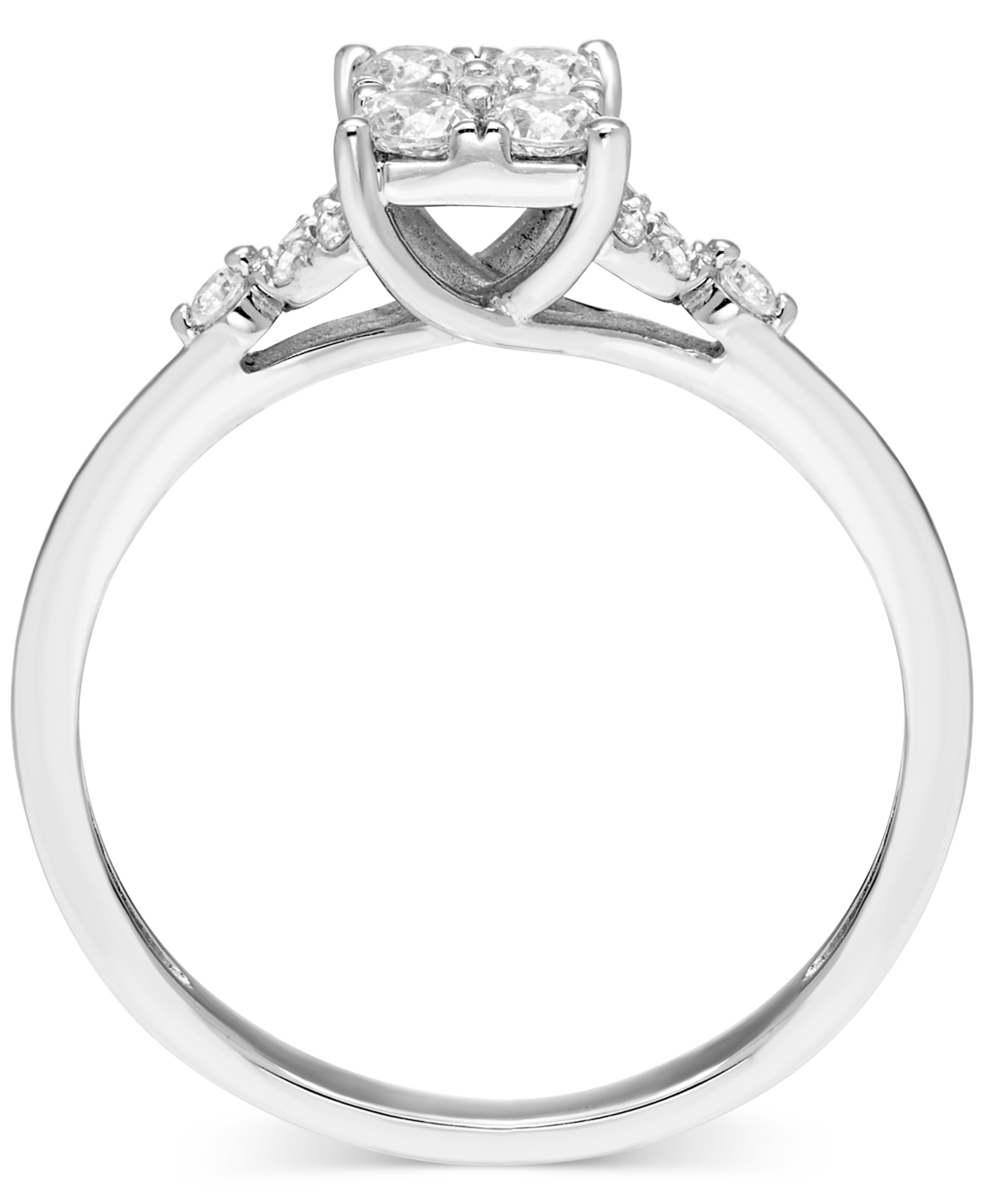 Macy's Diamond Squared Cluster Engagement Ring (1/3 Ct. T.w.) In 14k White Gold In White Gold