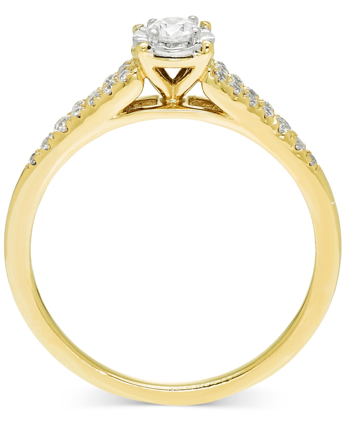 Macy's Diamond Pave Tapered Engagement Ring (1/4 Ct. T.w.) In 14k Gold In Yellow Gold