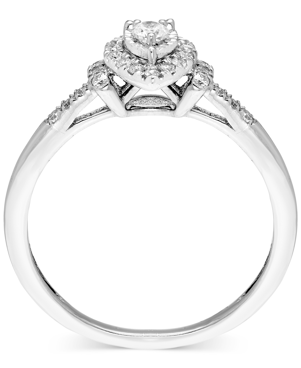 Macy's Diamond Pear-shaped Halo Engagement Ring (1/4 Ct. T.w.) In 14k White Gold In White Gold