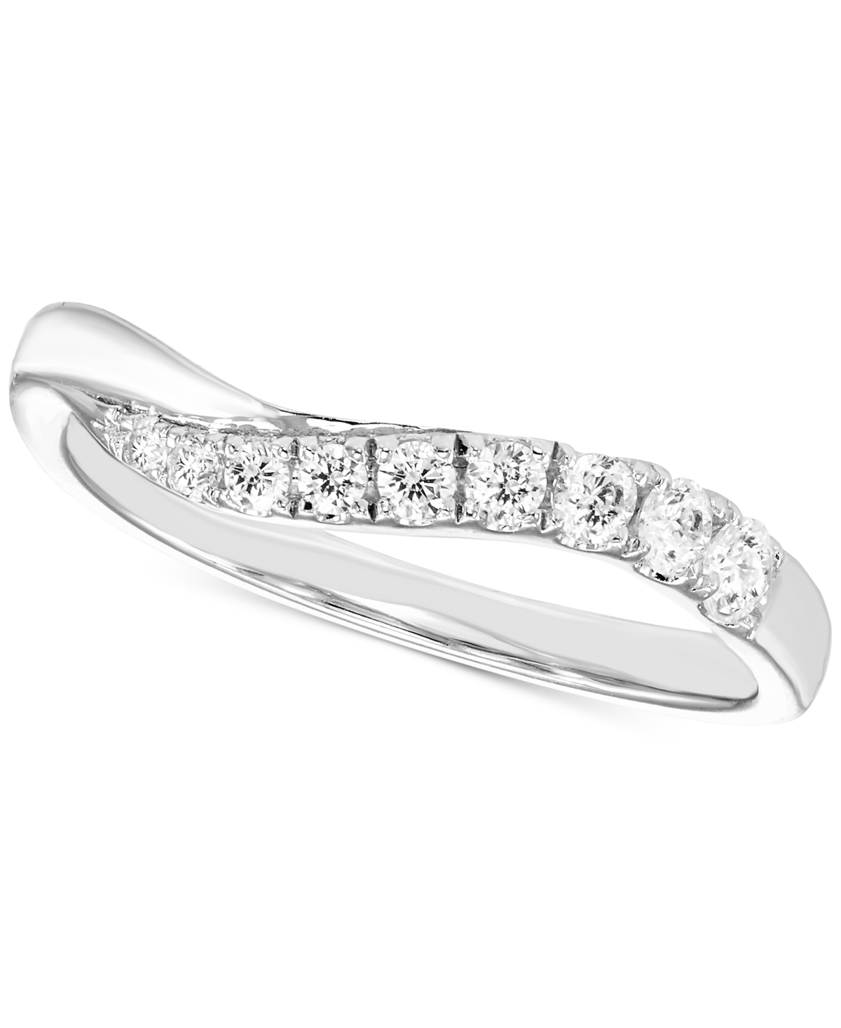 Macy's Diamond Graduated Swirl Contour Band (1/4 Ct. T.w.) In 14k White Gold In White Gold