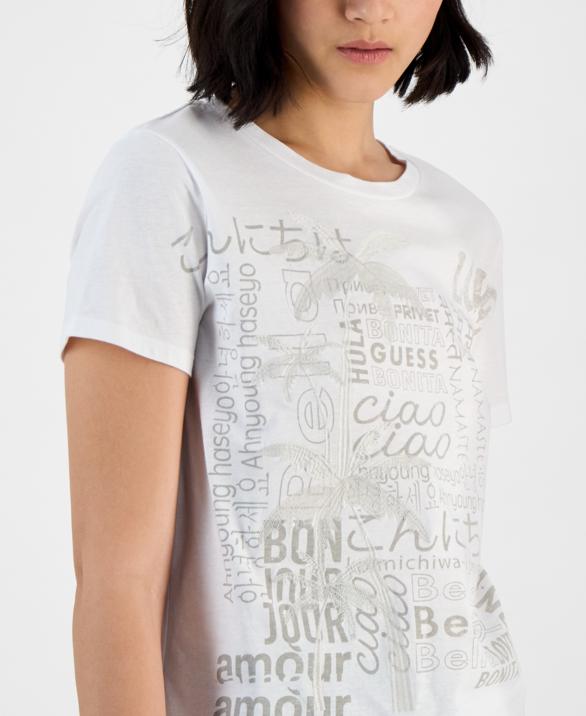 Guess Women's Cotton Bella Palm Short-Sleeve Easy Tee