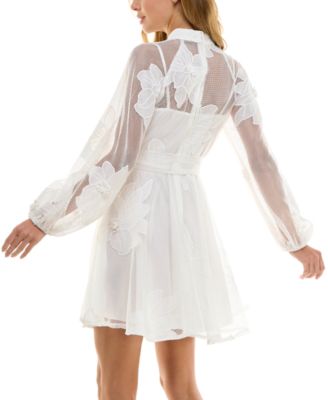 Juniors' Jacquard Mesh Lined Dress