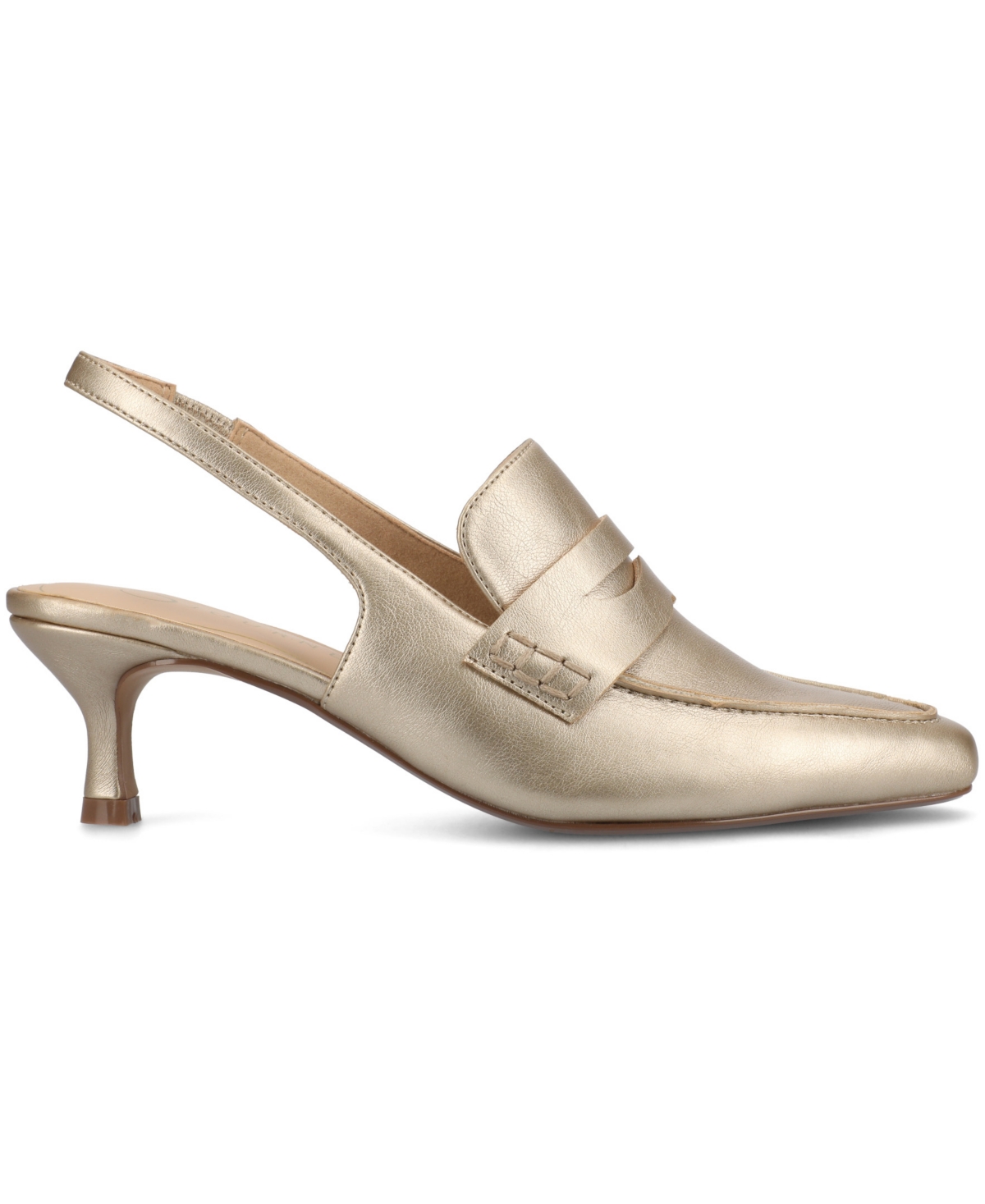 Journee Collection Women's Amory Tailored Kitten Heel Slingback Pumps In Champagne