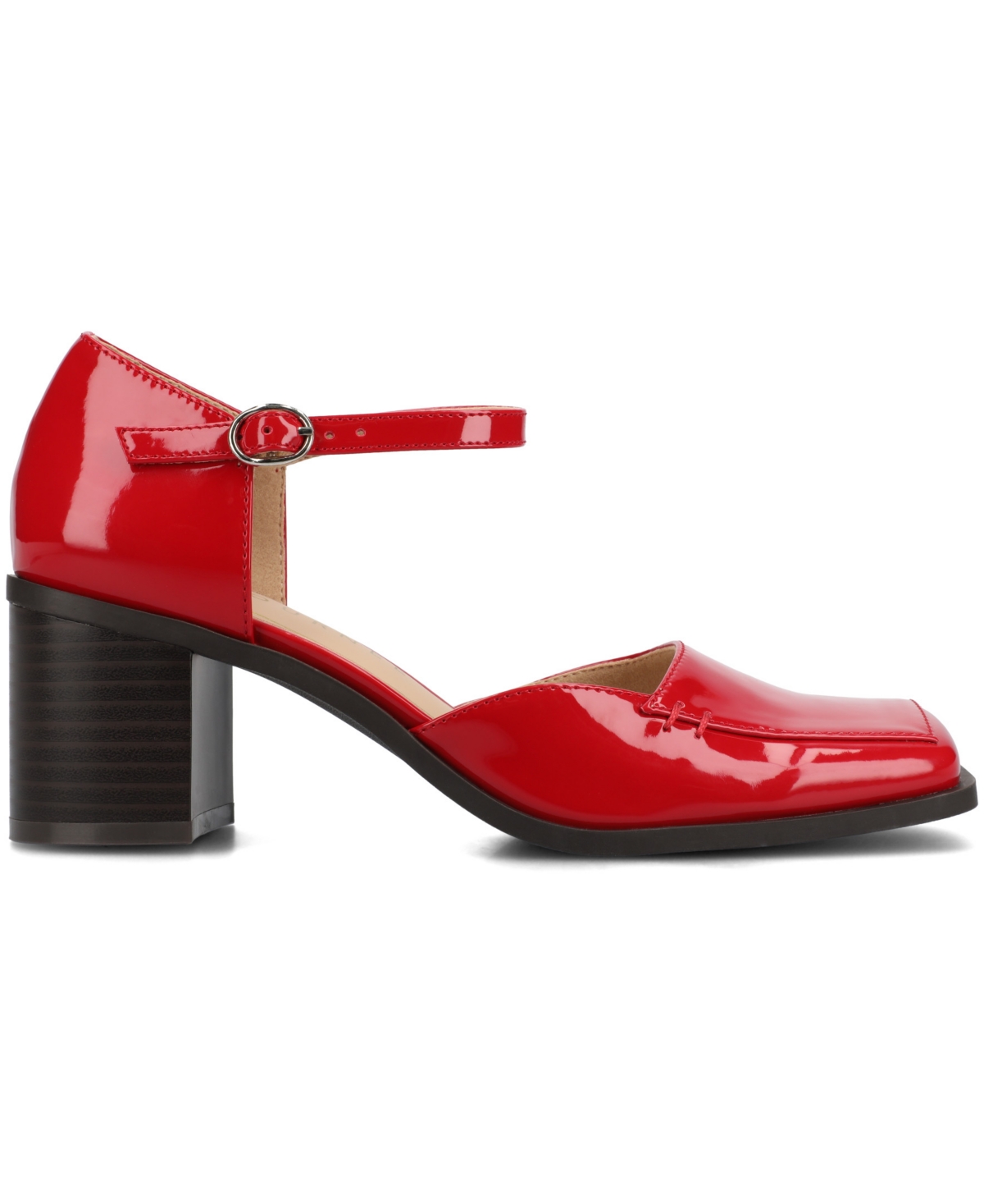 Shop Journee Collection Women's Evangeline Square Toe Pumps In Patent,red