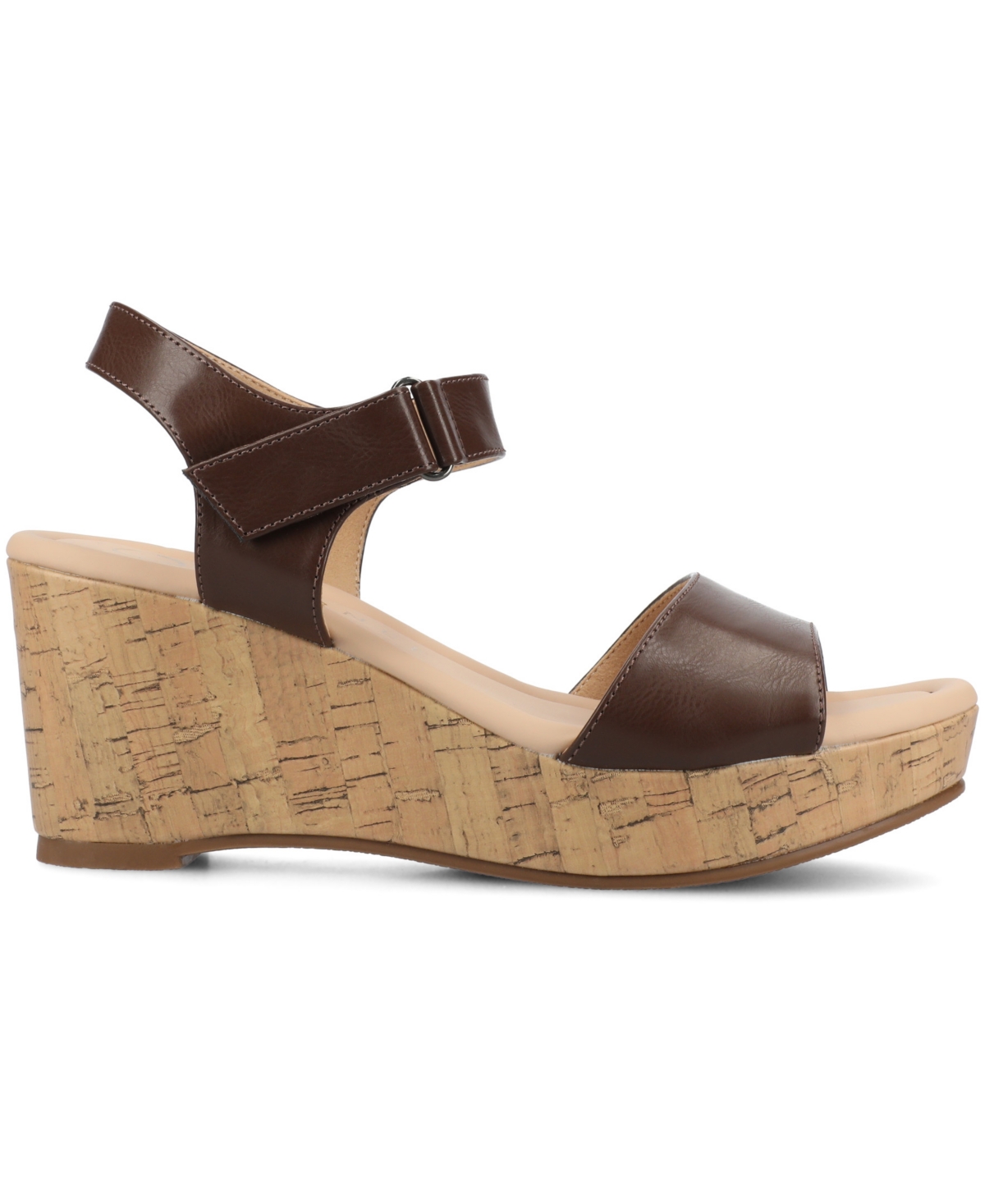 JOURNEE COLLECTION WOMEN'S RANAE ANKLE STRAP PLATFORM CORK WEDGE SANDALS 