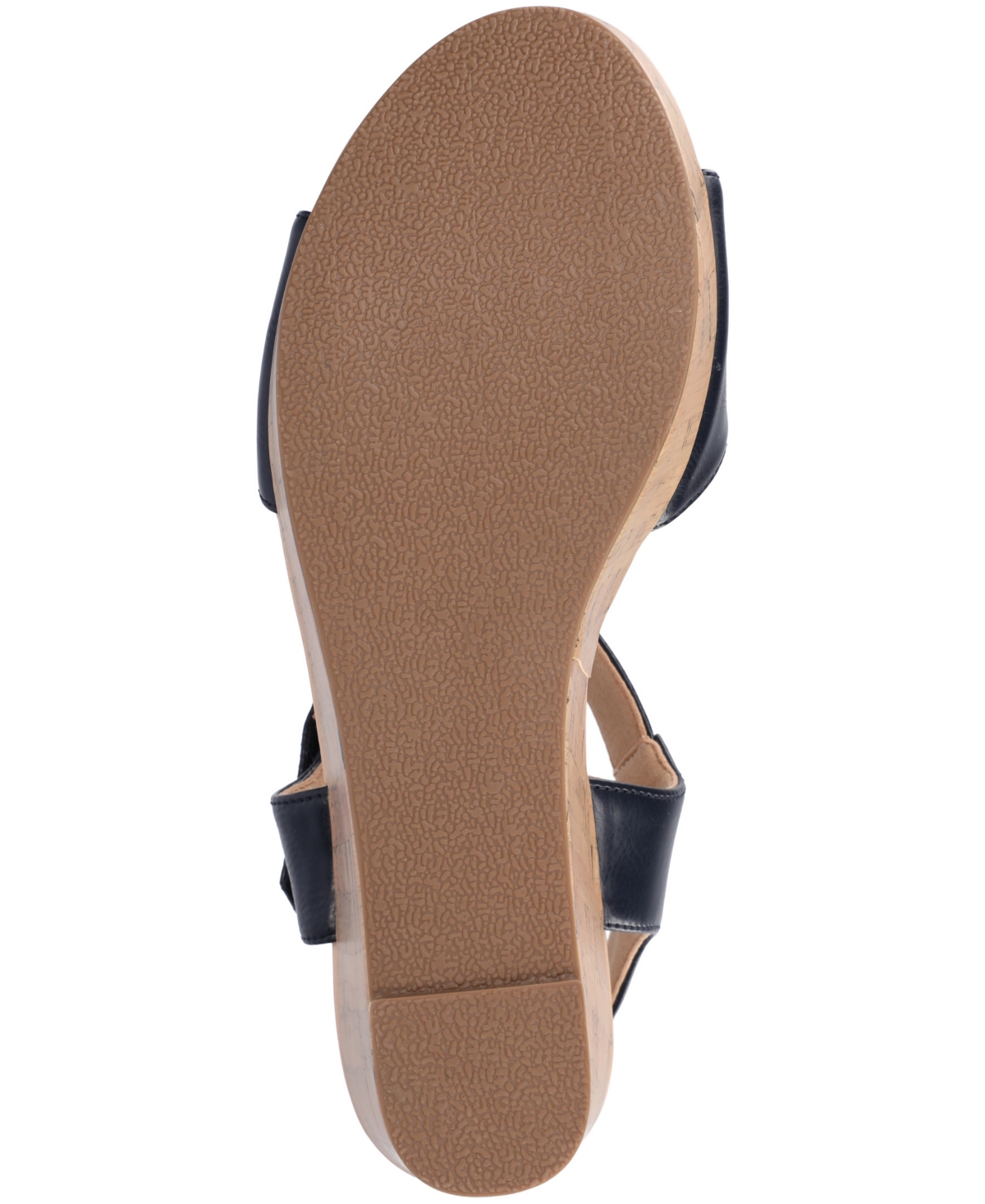 Journee Collection Ranae Platform Wedge Cork Sandal In Navy