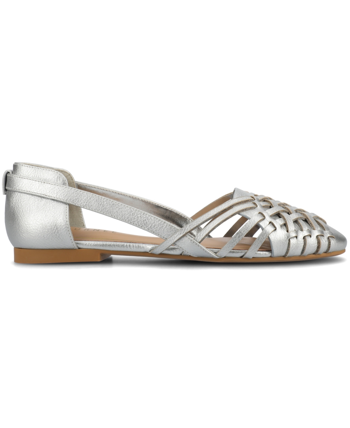 Journee Collection Women's Ekko Woven Round Toe Flats In Silver
