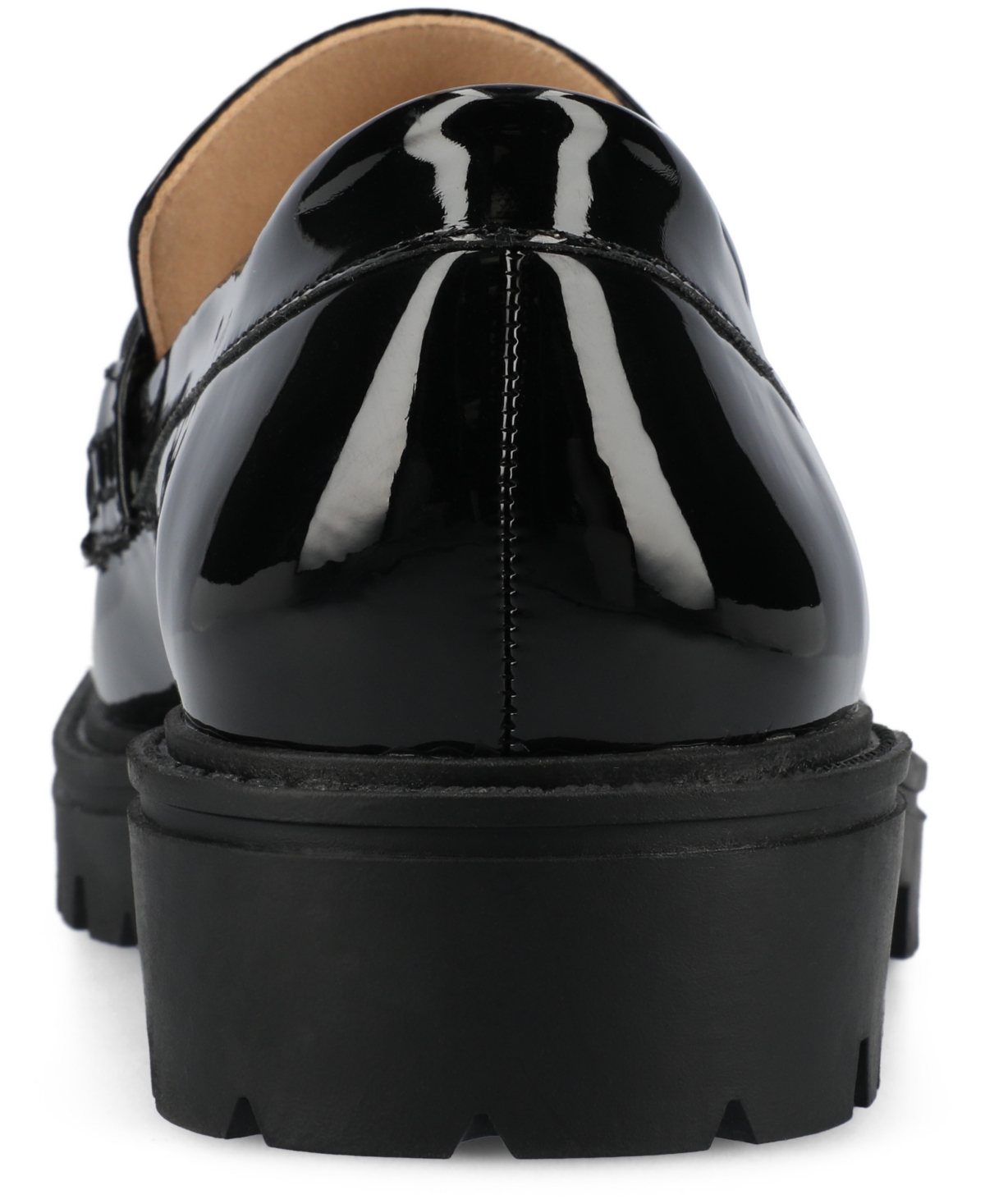 Journee Collection Women's Jessamey Lug Sole Round Toe Loafers In Patent,black