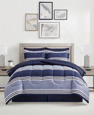 Queen-Sized Sunham Aiden Striped 8-Pc. Comforter Sets, Exclusively at Macy's - Macy's