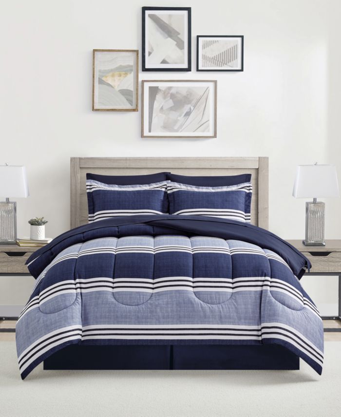 Sunham Aiden Striped 8 Pc. Comforter Sets Exclusively At Macys